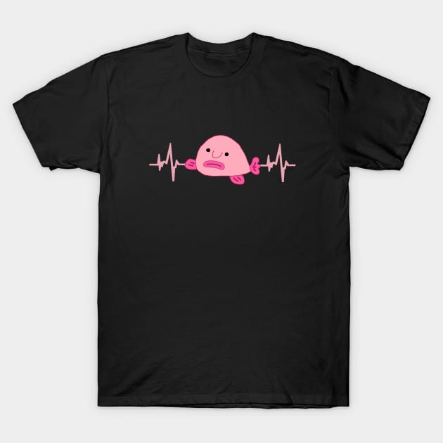 Blobfish heartbeat EKG ocean ugly blob T-Shirt by FindYourFavouriteDesign